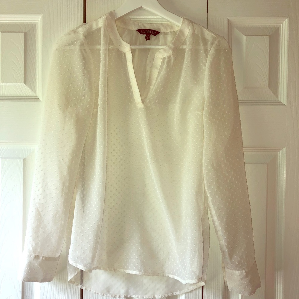 EXPRESS off white Swiss dot shirt size XS